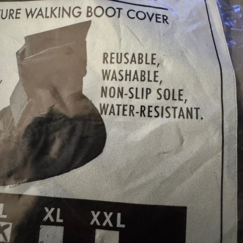 NIP Sz L LG Black ORTHO SHOE BOOT Fracture WATER RESIST Non Slip REUSABLE NEW